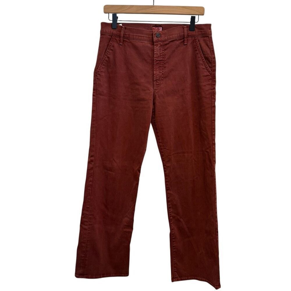 Mother The Greaser Prep Straight Leg Chino Pants in Pop Pop Snap Brick Red Sz 26